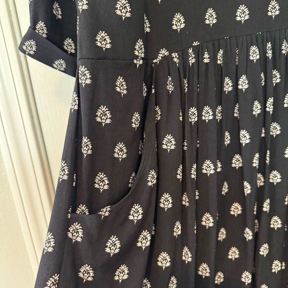 Garnet Hill Black Pocket Detail Drop Waist Shift Dress Women’s Size 8 - Picture 7 of 13